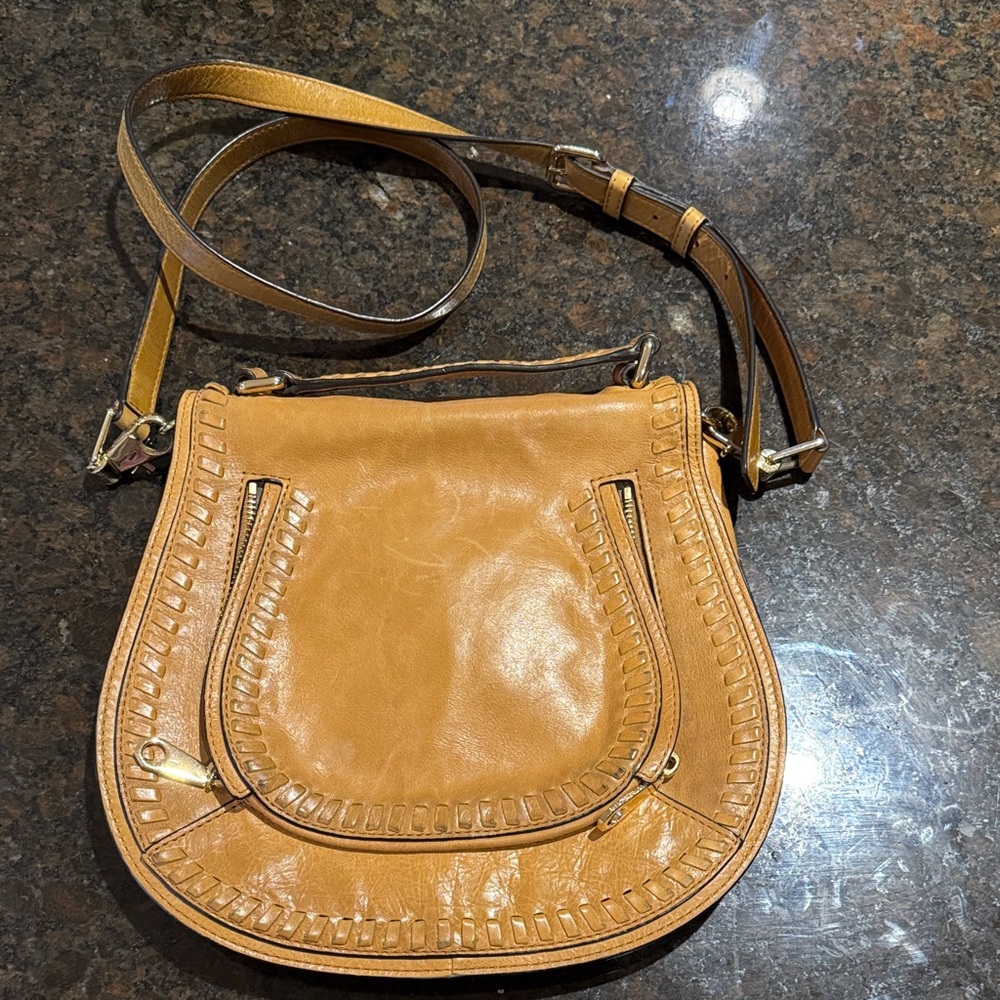 Rebecca Minkoff Leather Saddle Crossbody Bag in Tan